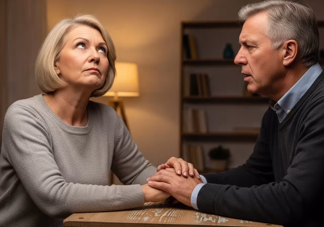 Woman rolling her eyes during an argument, showing contempt.