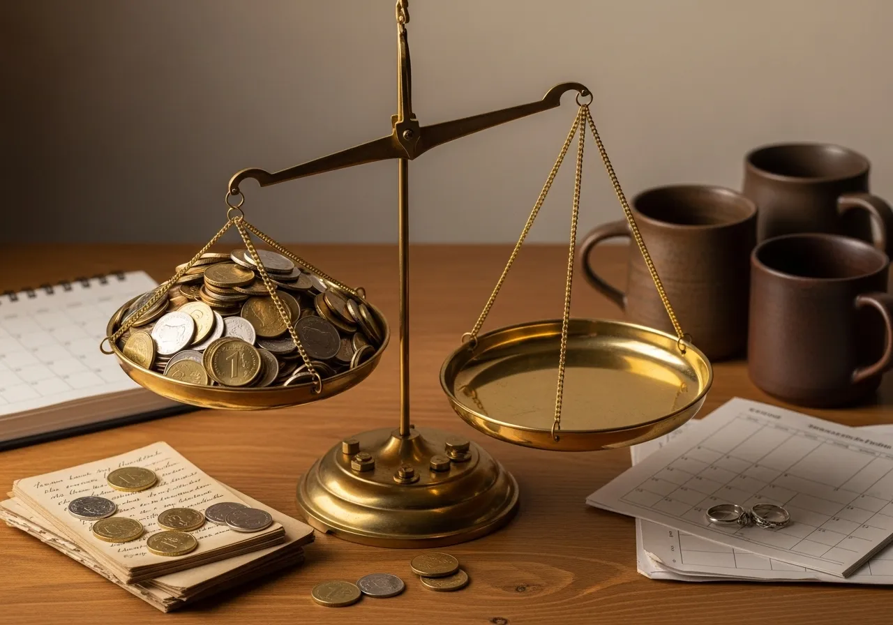 Unbalanced scale, symbolizing financial inequality.