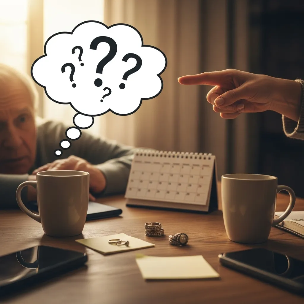 Metaphor: Man's confused thoughts as woman accuses him.