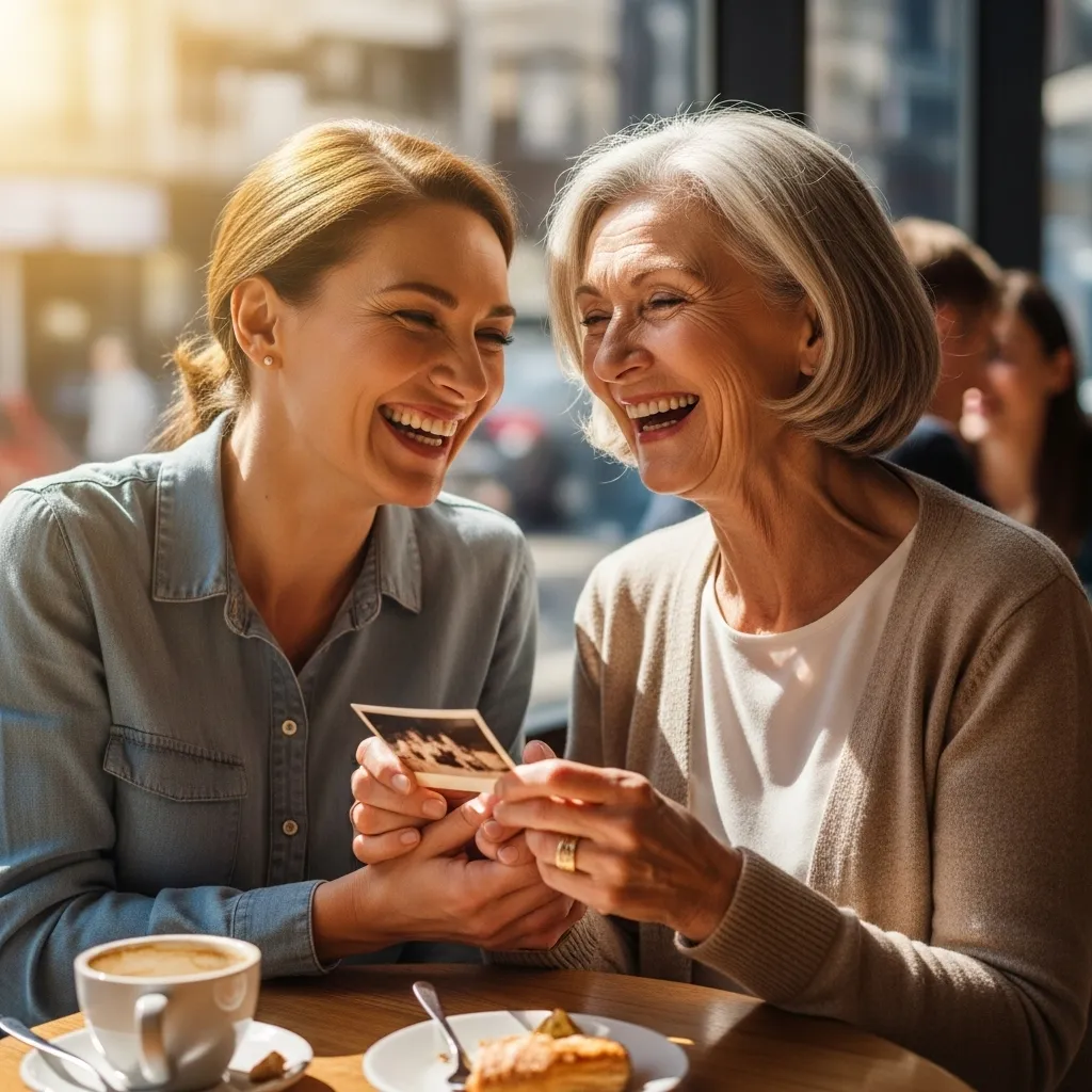 Mother and daughter enjoying a relaxed moment together.