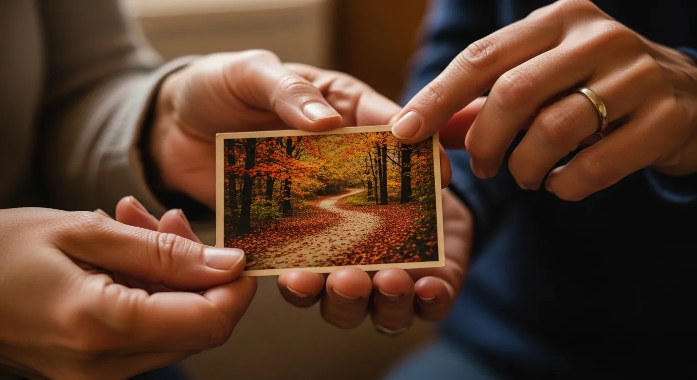 Path through autumn woods, representing journey and discovery.