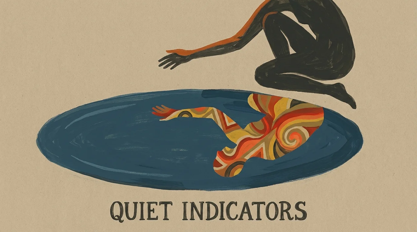 An illustration of a person reflecting by a pool, symbolizing emotional maturity and self-knowledge.