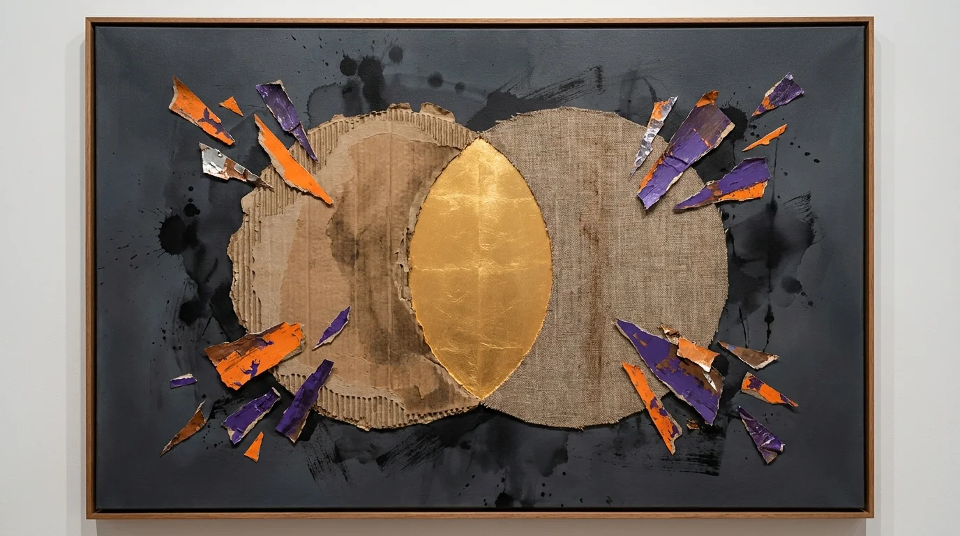 An abstract collage of two textured circles overlapping into a gold center, representing the alignment of core values in a relationship.